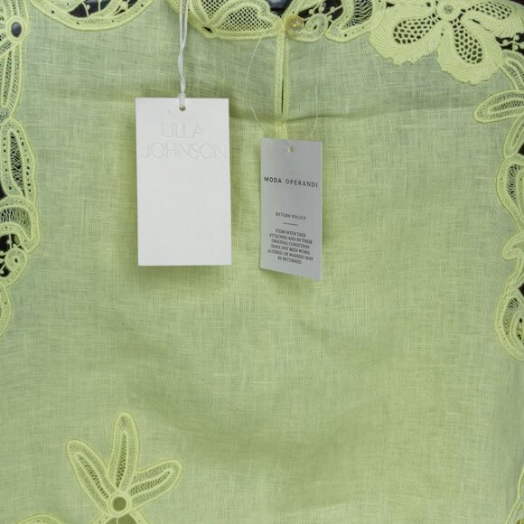 Ulla Johnson Marlis Embroidered Linen Lace Tank Top Citron Size 2 New With Tags - Picture 8 of 10